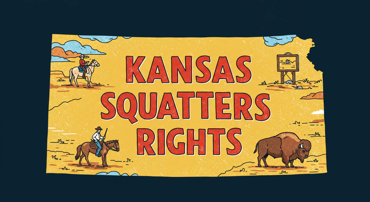 Kansas Squatters Rights text on outline of the state of Kansas