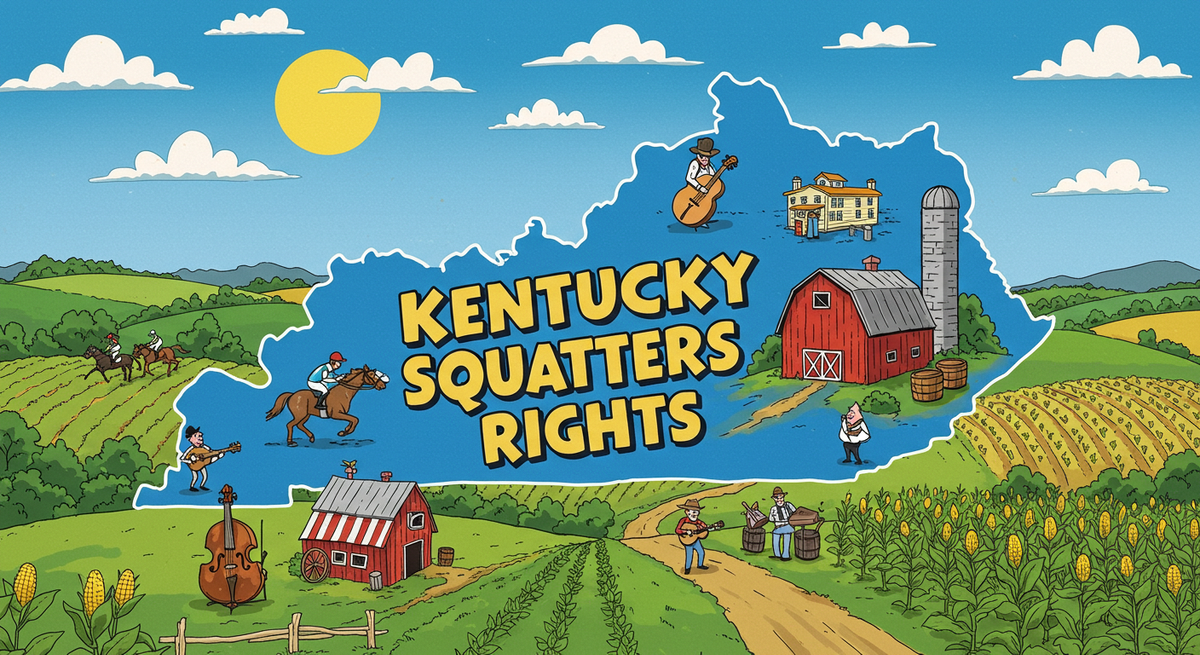 Kentucky Squatters Rights text on outline of the state of Kentucky