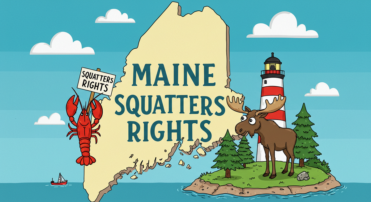 Maine Squatters Rights text on outline of the state of Maine