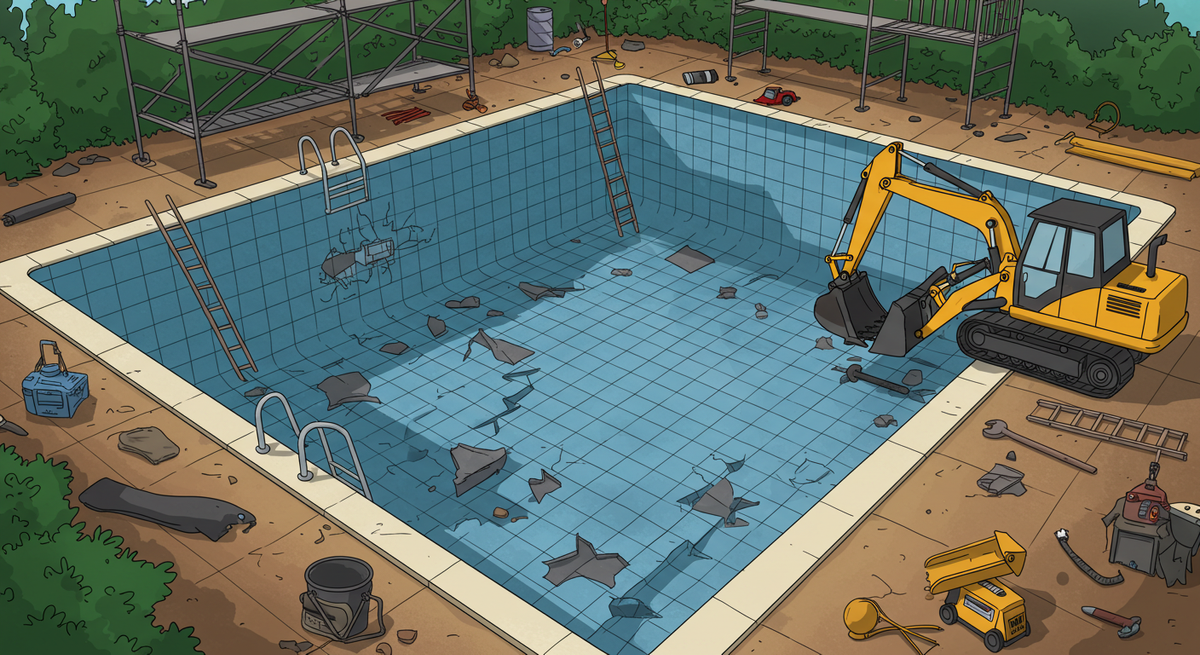 an in-ground pool at an apartment community under full renovation as a capital improvement