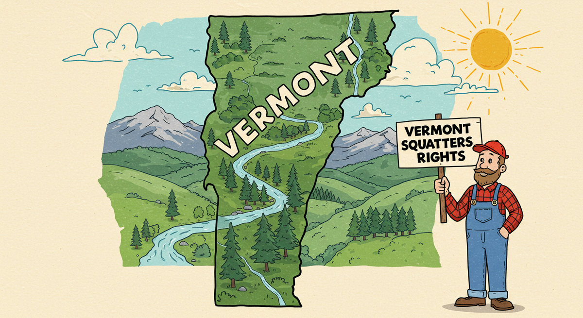 Vermont Squatters Rights Art with scenic Vermont river flowing through a valley