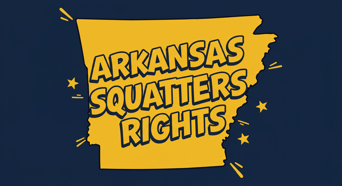Arkansas Squatters Rights text on outline of the state of Arkansas