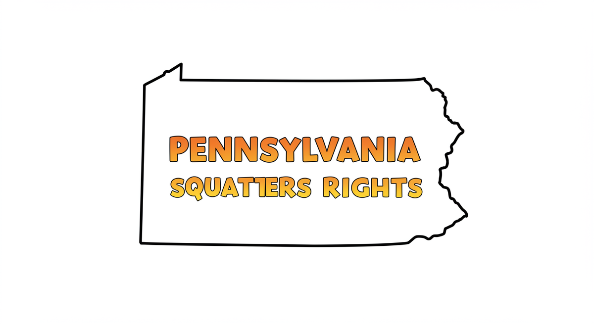 The outline of Pennsylvania with the words Pennsylvania Squatters Rights overlayed