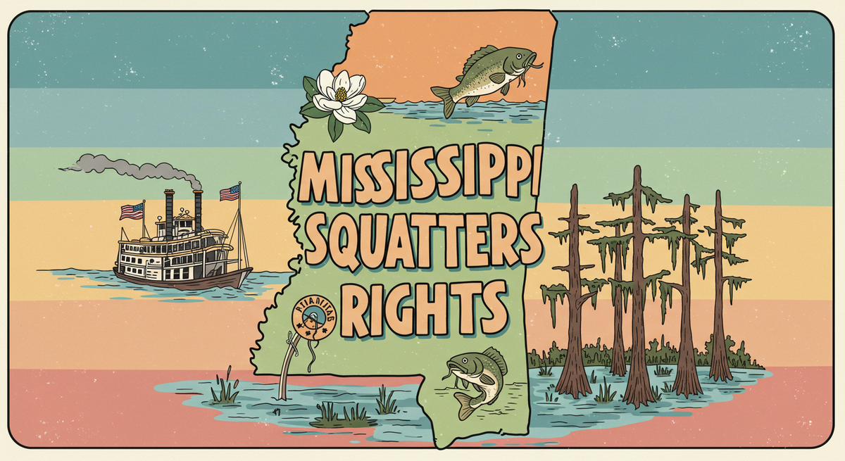 Mississippi Squatters Rights text on outline of the state of Mississippi