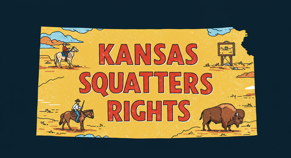 Kansas Squatters Rights text on outline of the state of Kansas