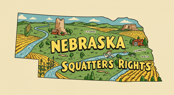 Nebraska Squatters Rights text on outline of the state of Nebraska