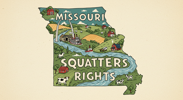 Missouri Squatters Rights text on outline of the state of Missouri