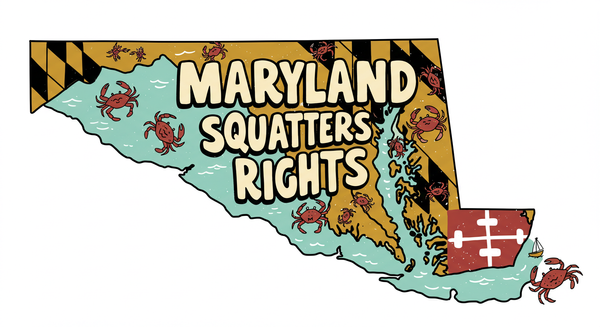 Maryland Squatters Rights text on outline of the state of Maryland
