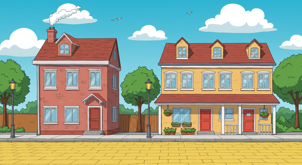 a townhouse and a duplex sitting side by side